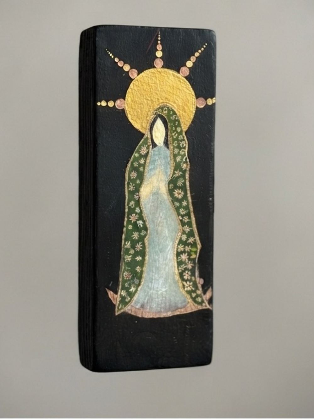Radiant Grace: Our Lady of Guadalupe Folk Art Block